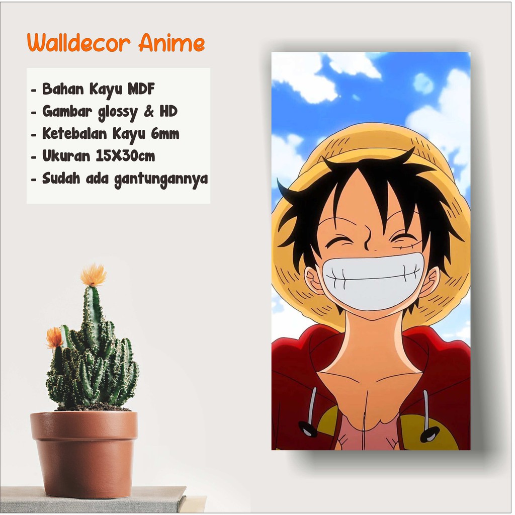 Walldecor Anime Monkey D. Luffy 15x30cm Wall Decor Poster Kayu Hiasan Dinding ANIME glossy