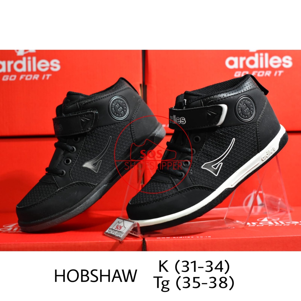 BARU NEW SOS SEPATU SEKOLAH HOBSHAW ANAK PRIA WANITA UNISEX ARDILES SNEAKERS FORMAL CASUAL HITAM POL