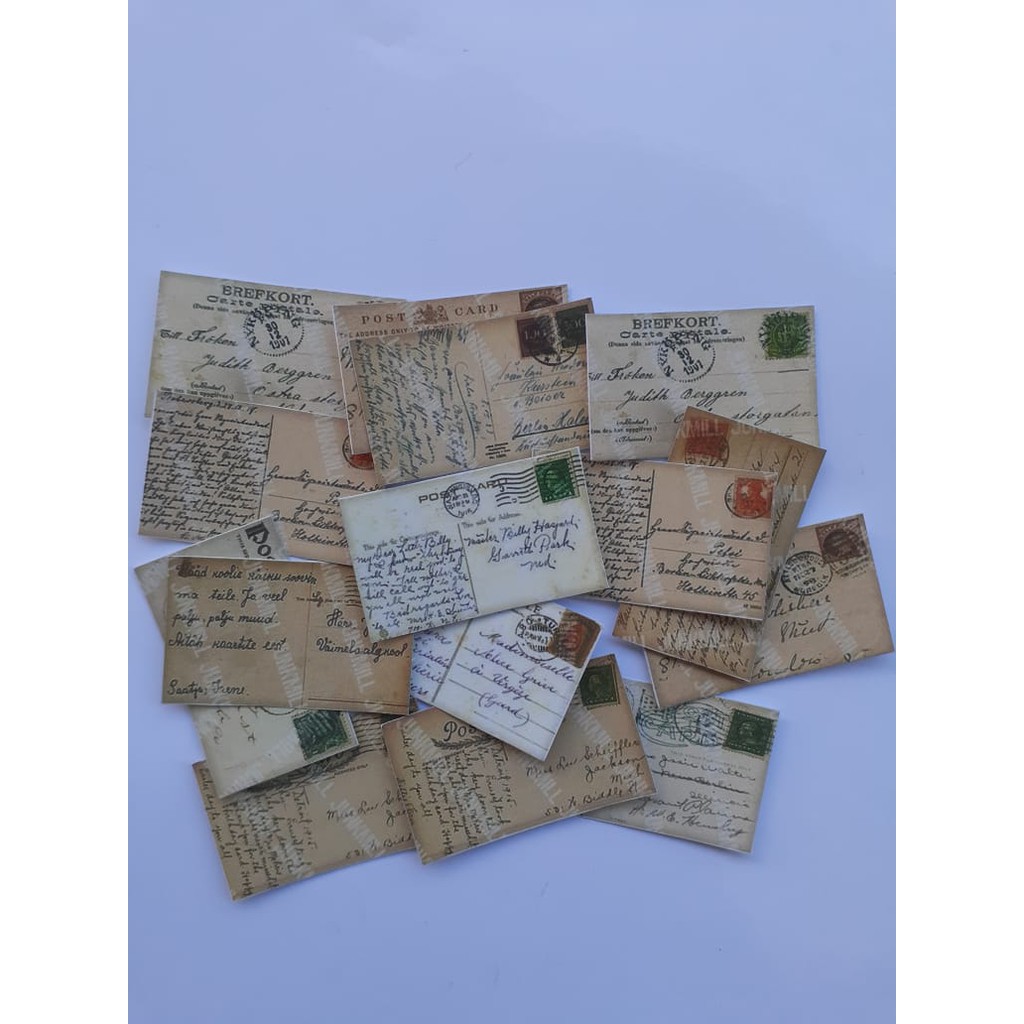 

10Pcs / Stiker Desain PostCard Vintage Lucu untuk Dekorasi Album / Diary DIY/Jurnal/Scrapbook
