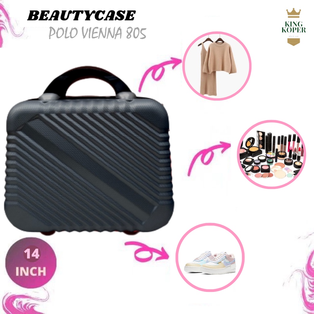 Beautycase koper 14 inch Polo - Koper motif - hardcase - travel anak - koper import - beautycase koper - beautycase murah - 12 inch - koper fiber - koper berkualitas