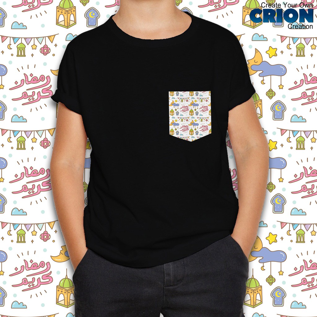 Crion Casual Tees Kids Ramadan Edition whit Pocket-Kaos dengan Kantong