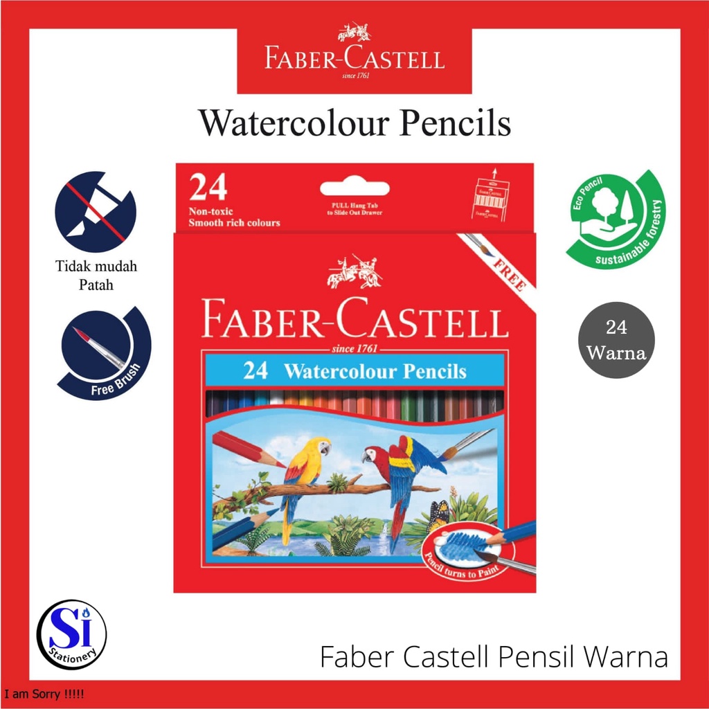 

Pensil Warna Faber Castell/Watercolour Pencils Faber castell 24 warna Panjang