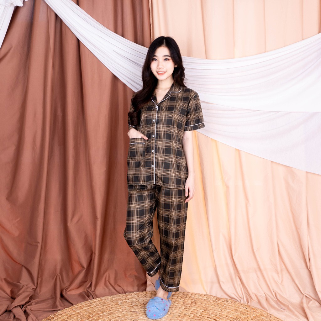 VIBELLECP - CP Vibelle shop grosir baju tidur piyama karakter fashion murah wanita-CP GUILEN HITAM