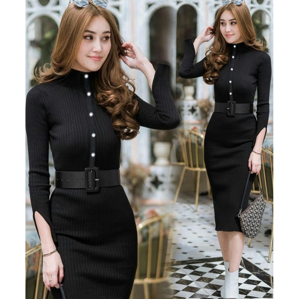 Dress Rajut Wanita AAntenii / Dress Bodycon Casual Wanita