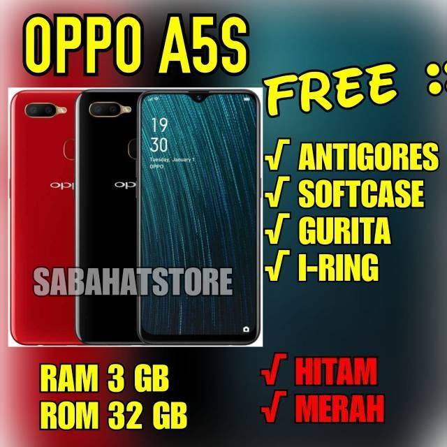 NO REPACK/ SEGEL A   SLI- OPPO A5S RAM 3GB ROM 32GB GARANSI