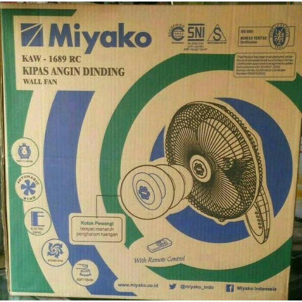 WALL FAN Remote MIYAKO 16&quot; KAW 1689RC Kipas Angin Dinding Wallfan