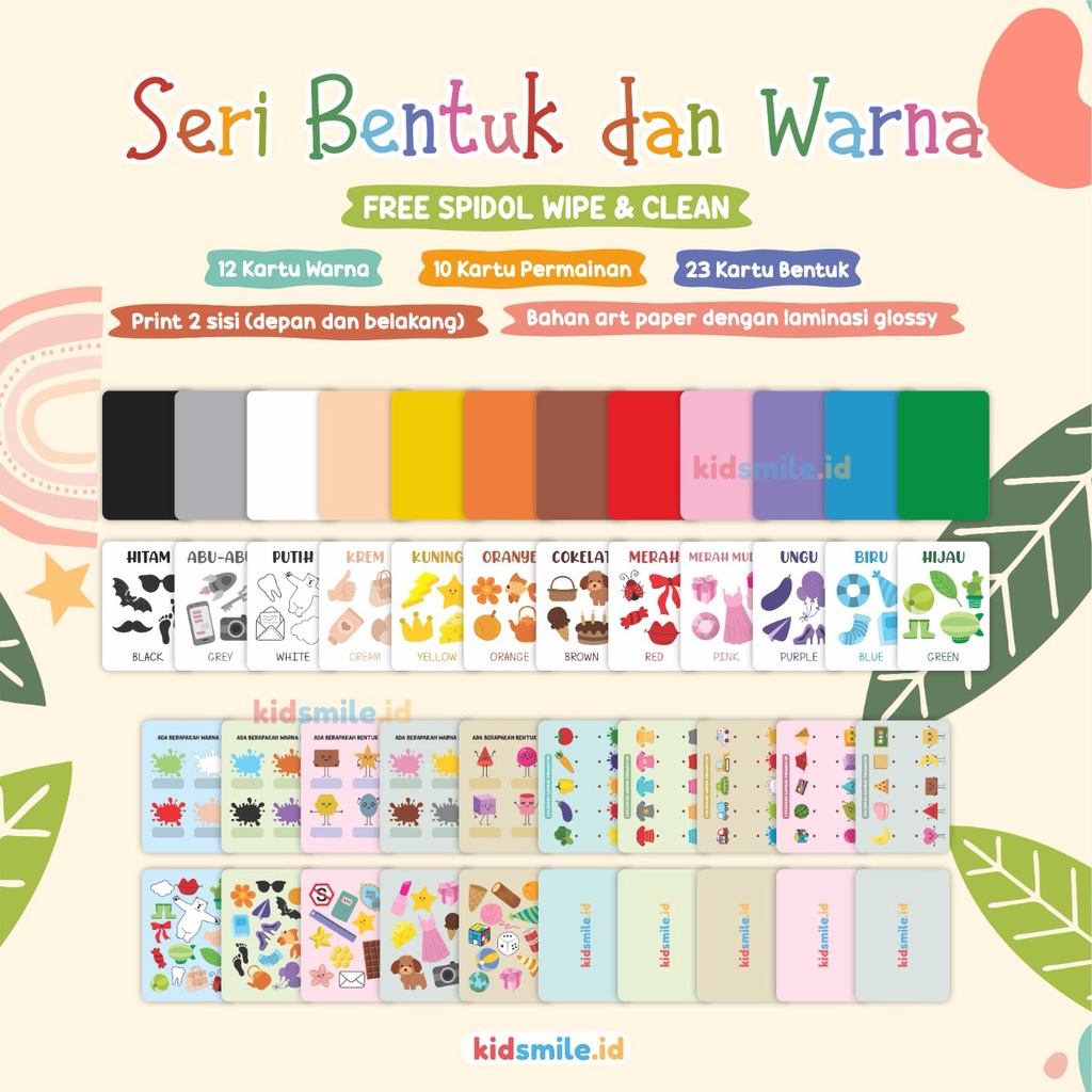 Flash Card Kidsmile BENTUK WARNA Mainan Edukasi Anak Flashcard Anak Flash Card Anak Kidsmile