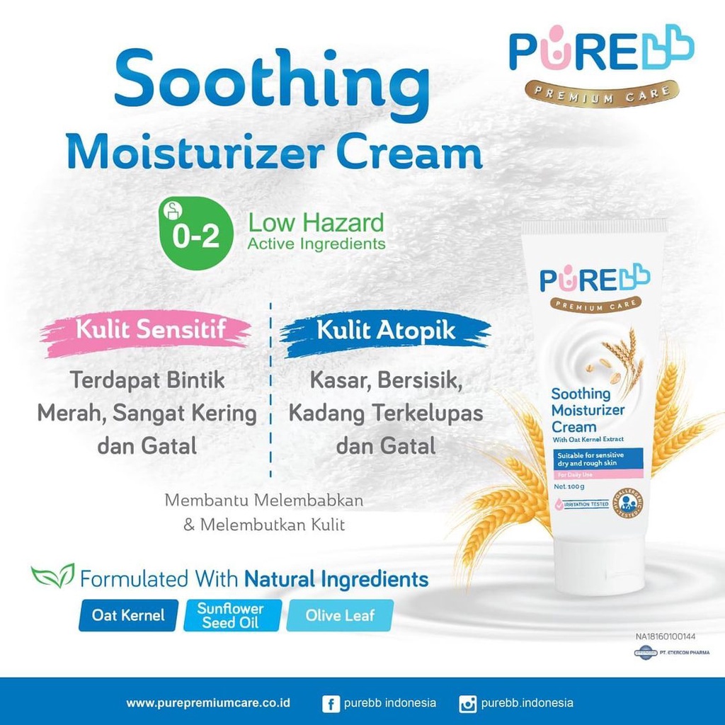 Pure bb Soothing Moisturizer Cream 100gr Krim Kulit Bayi