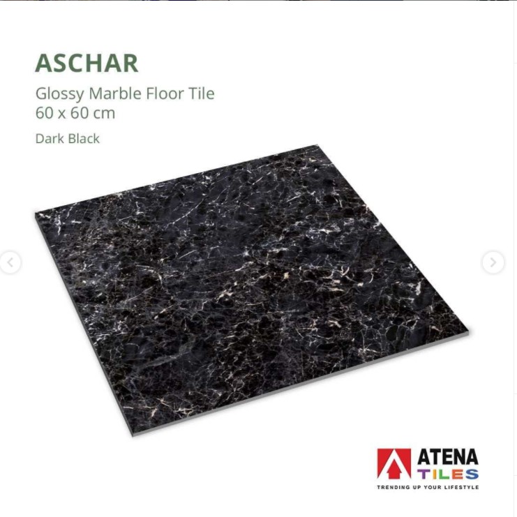 Keramik Motif Marmer Hitam 1 dus 60x60cm Atena Aschar DBK (1.44 M2)