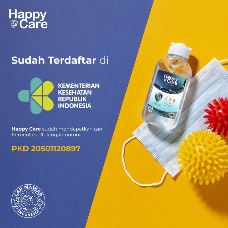 HAND SANITIZER CAIR 1 LITER IZIN KEMENKES RI HAPPY CARE / HAND SANITIZER LIQUID / HAND SANITIZER