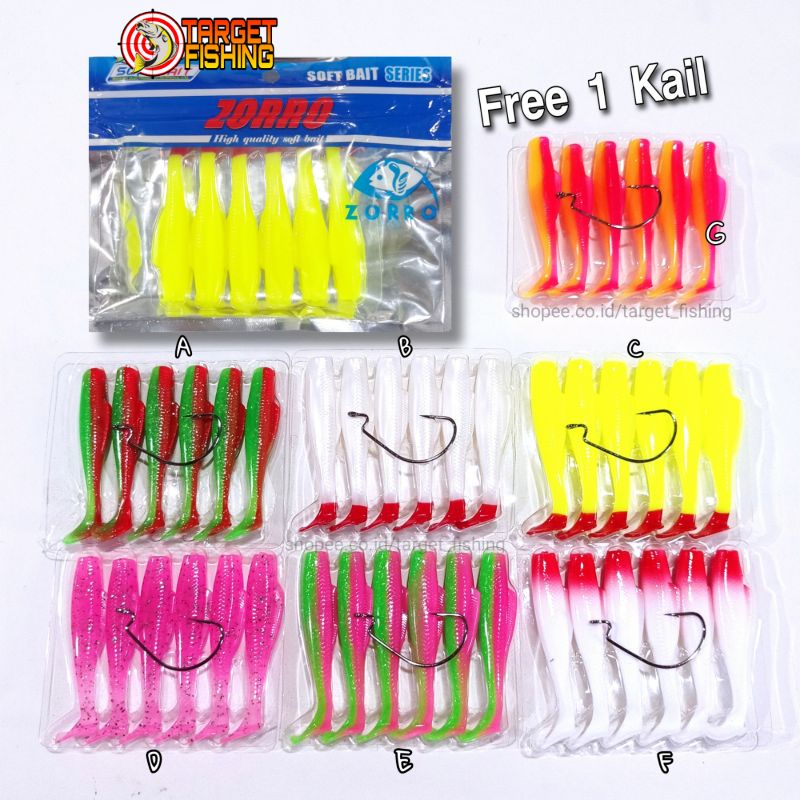 Soft Lure Zorro 8CM (Free 1 Kail) - Softlure Model Zman Umpan Casting Gabus &amp; Barramundi