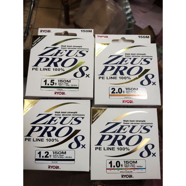 SENAR BRAID PE RYOBI ZEUS PRO 150 METER DUS PUTIH SATUAN