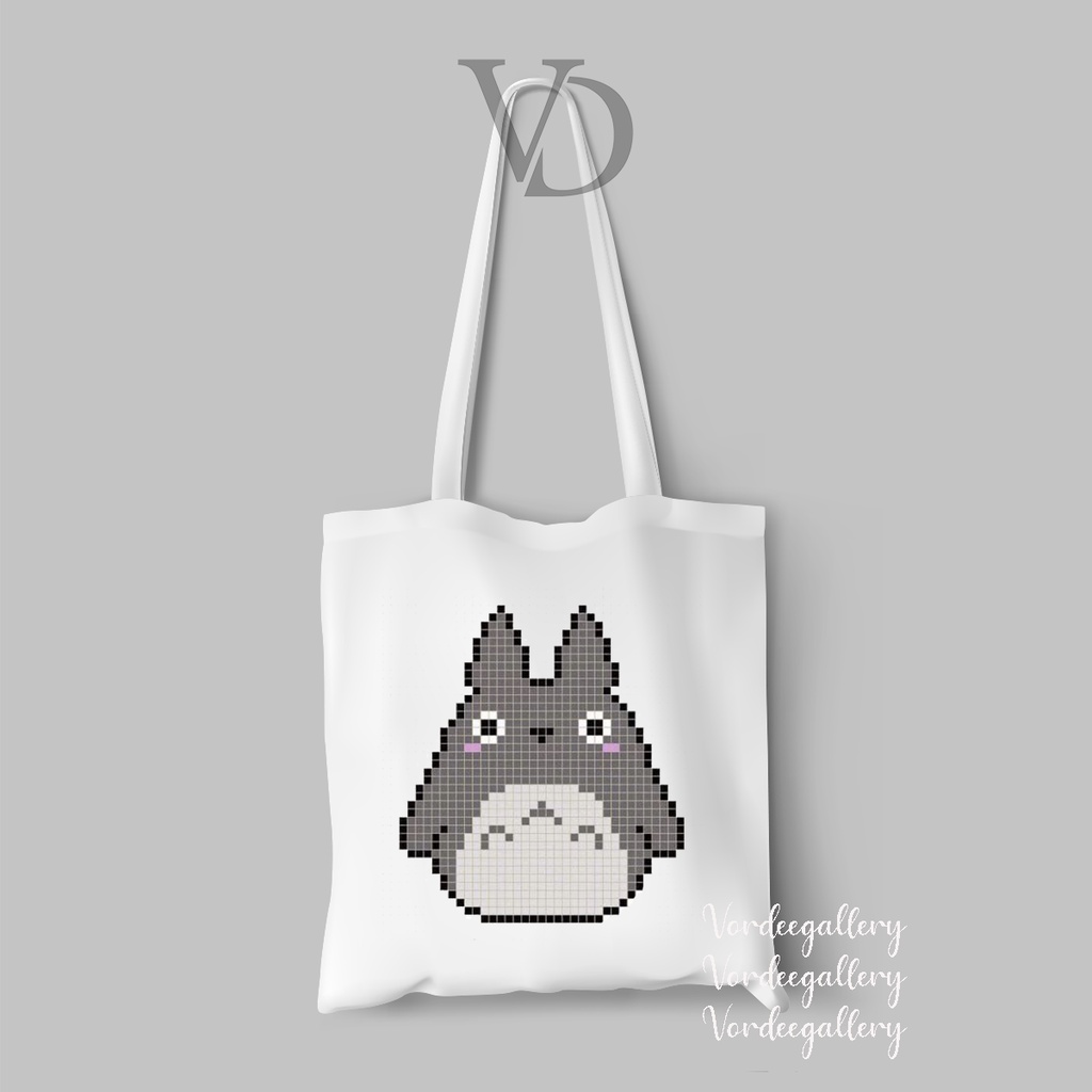 tote bag kanvas pixealart pixel cute / totebag / tas belanja kekinian