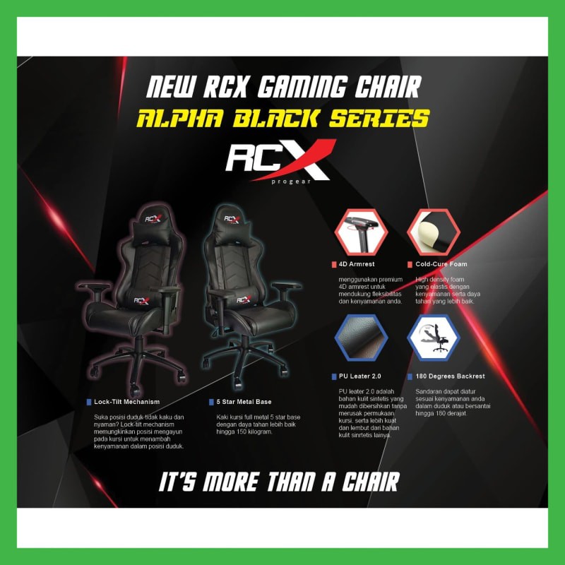 NEW KURSI GAMING / GAMING CHAIR RCX PROGEAR BLACK SERIES