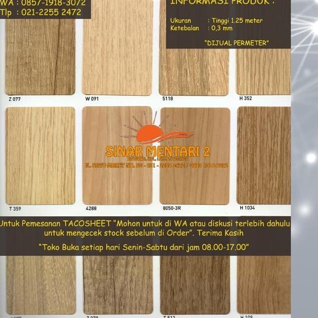 ☊ Taco Sheet PVC Motif Tipe Non L (tidak ada huruf L kodenya) ➩