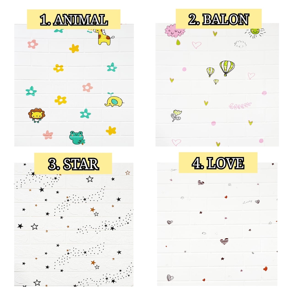 MMTOYS CM-H16/H17 Wallpaper Dinding Kamar Stiker Dekorasi Kamar Dapur Wall Sticker 3D Foam Murah-MOTIF
