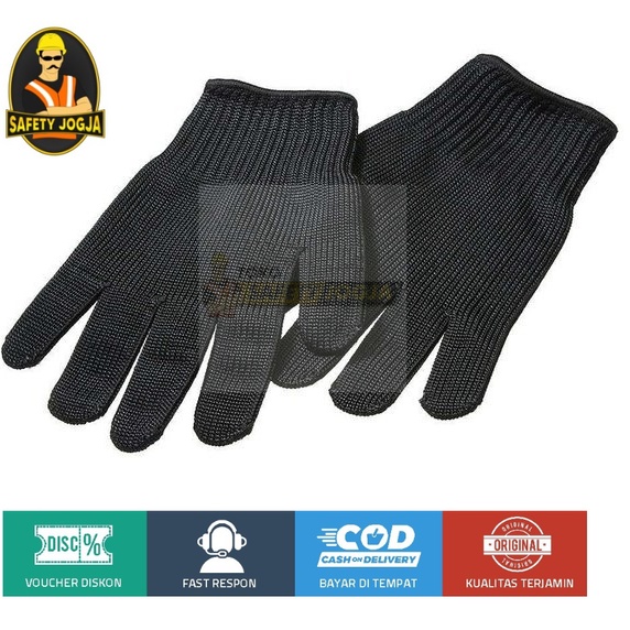 Sarung Tangan Anti Pisau Tajam Potong Gores hitam Anti Cut Glove