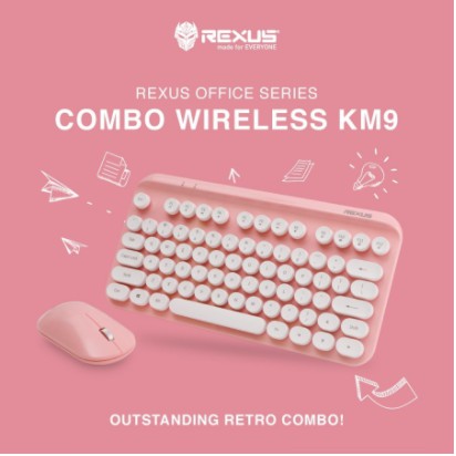 Keyboard mouse rexus wireless usb mini membrane bundle retro classic multimedia tkl 1200dpi km-9 km9