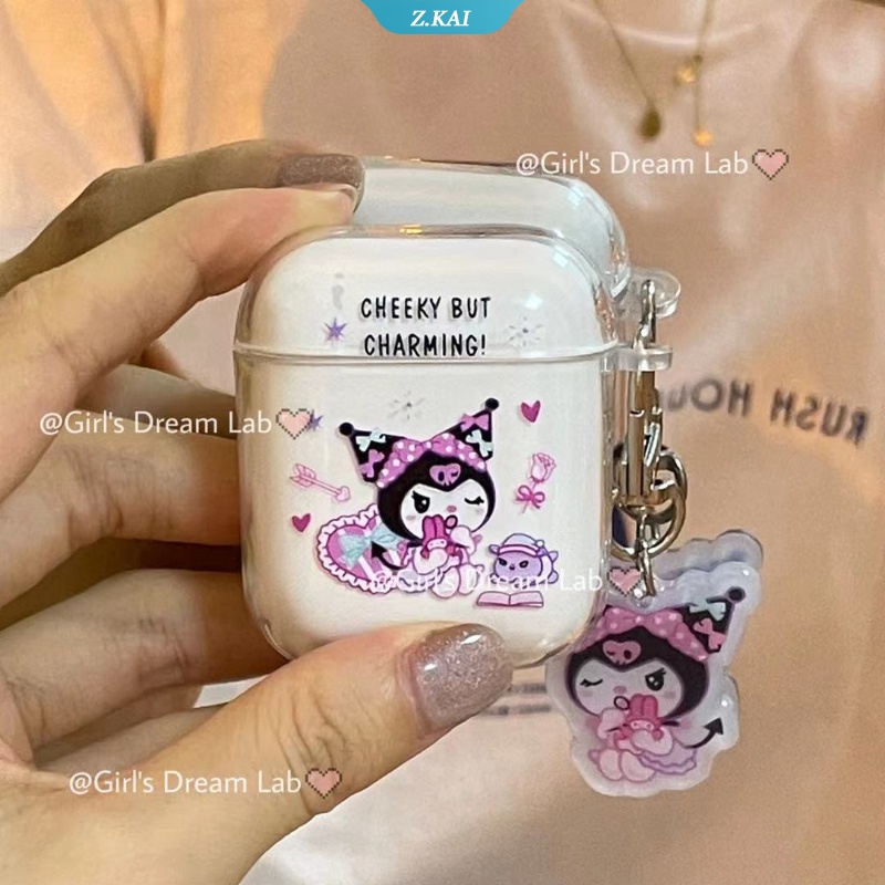 Love Kuromi Casing Silikon Motif Kartun Lucu Untuk Simpan Earphone Wireless Bluetooth Apple AirPods 1 / 2pro