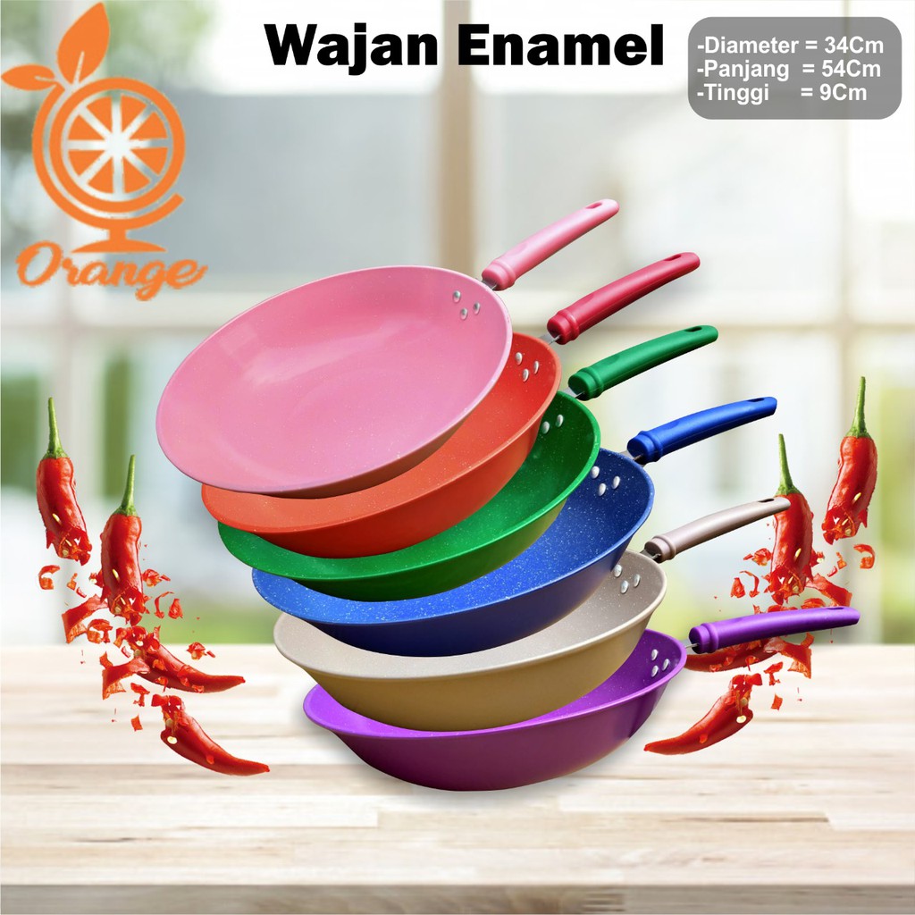 [Serbu Murah] Wajan Gagang Enamel Warna Warni Anti Lengket