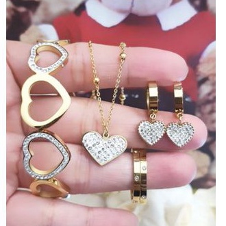 Titanium set perhiasan love gold LL17052206