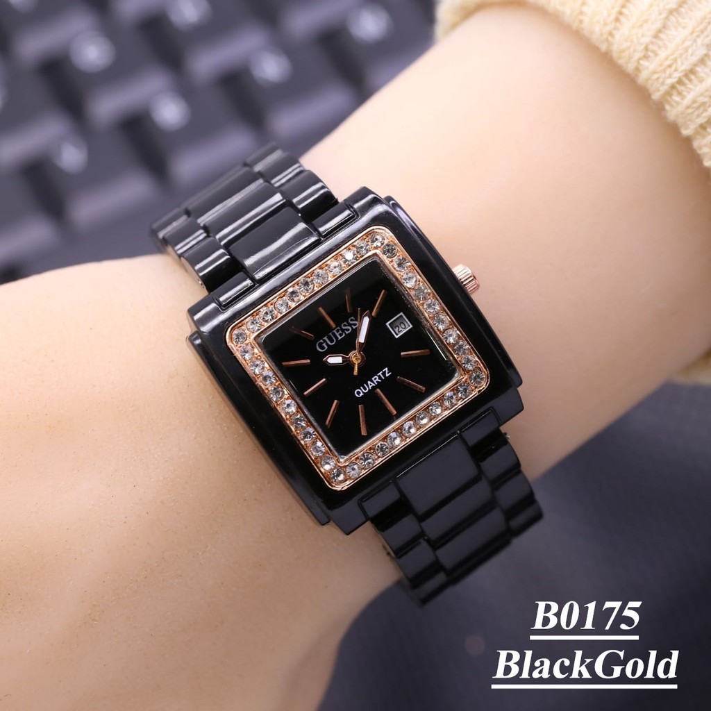 Jam Tangan Wanita/Cewe Guess Mika Kotak Ring Diamond - Kode B0175