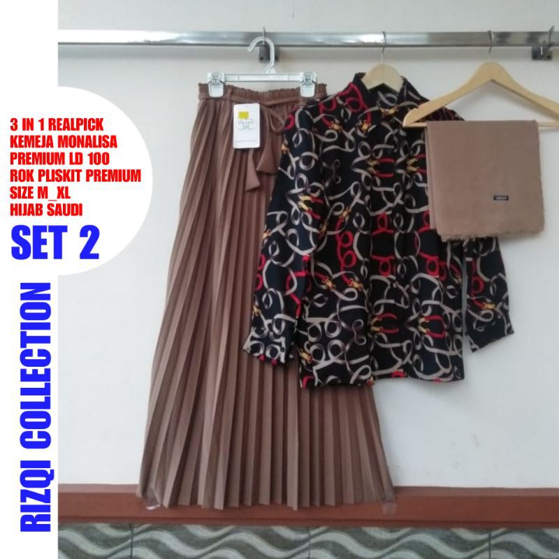 3 IN 1 REALPICK SETELAN KEMEJA MONALISA ORIGINAL MOTIF TERBARU RIZQI COLLECTION