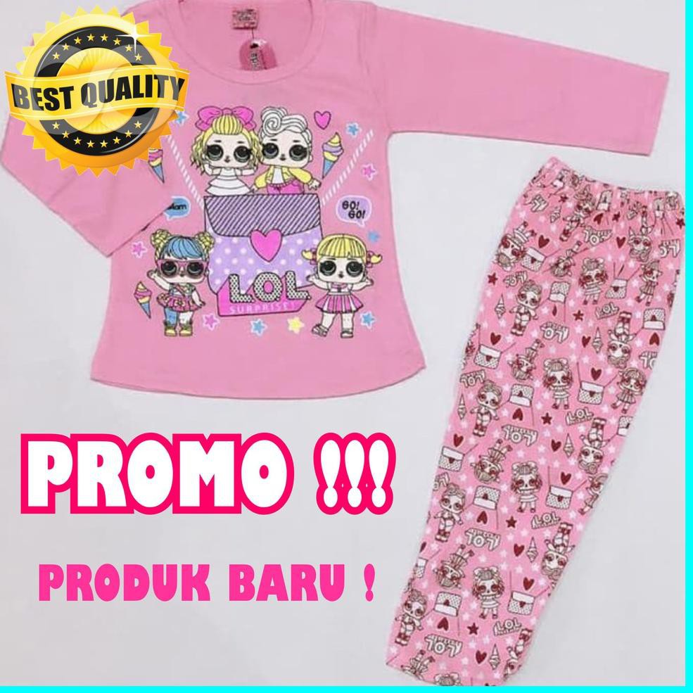 Set Piyama Setelan baju tidur Anak Perempuan Lengan Panjang Umur 3 4 5 6 7 8 Tahun Motif Lol (KODE 9