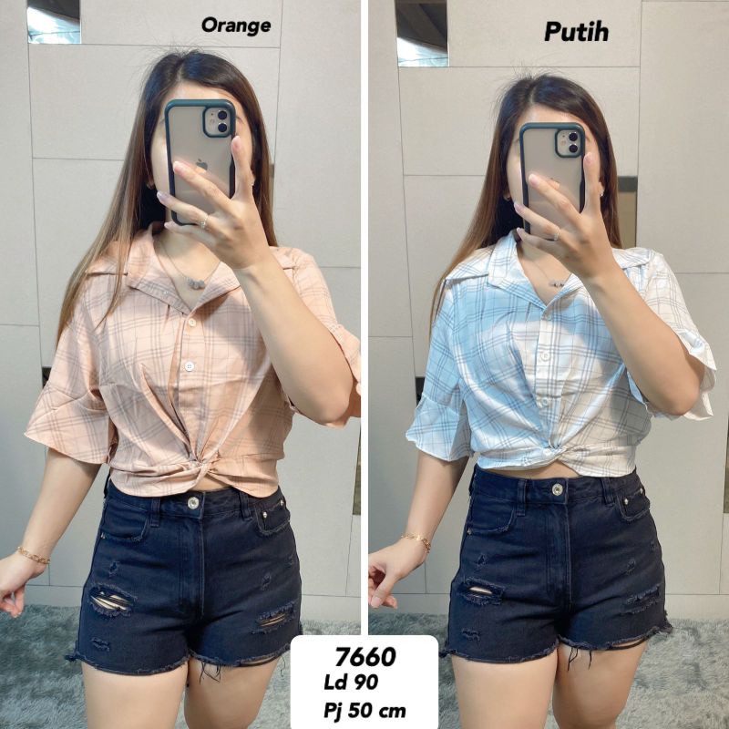 atasan katun crop import 7660