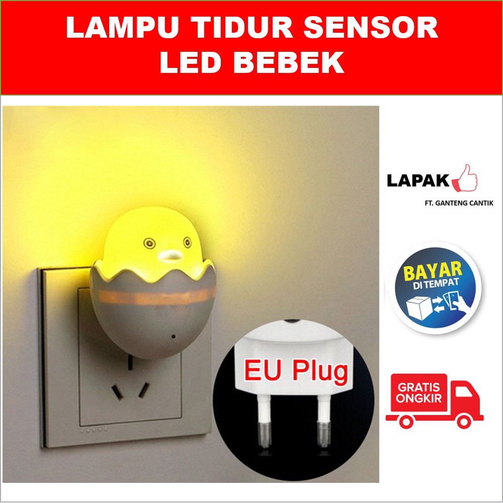 Lampu Tidur LED Sensor Cahaya Karakter Bebek Egg Telur