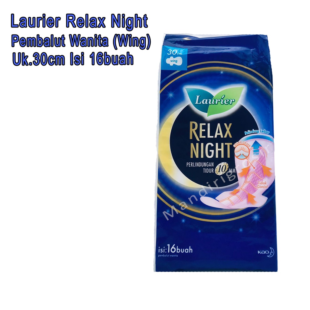 Relax Night *Laurier * Pembalut 30cm * Wing Isi 16