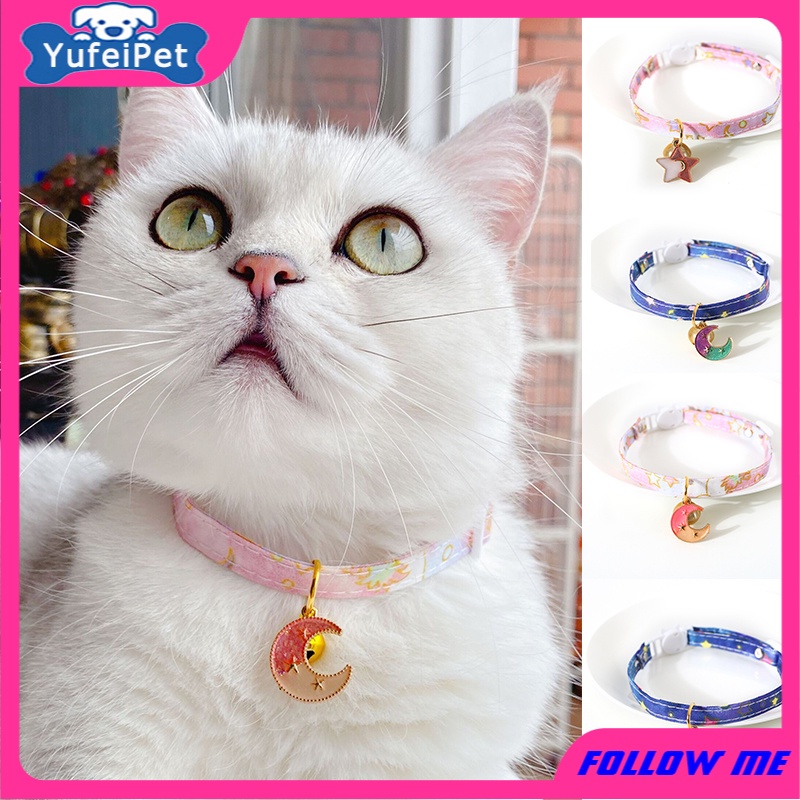 ★〓YUFeiPet〓★ Pet Cats and Dogs Adjustable Moon Stars Bell Collar Cats and Dogs Rabbit Safety Buckle Bell Collar Pet Accessories