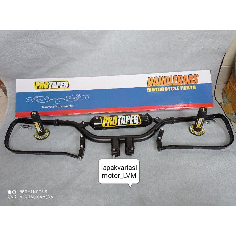stang fatbal protaper tipe high low twinwall satu set+grip protaper+hanguar tulang besi klx crf dll