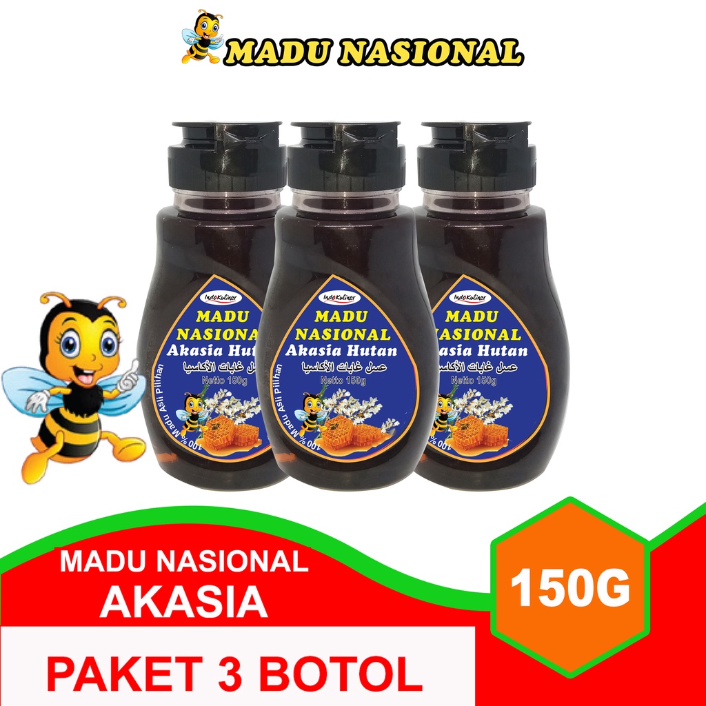 

Madu Nasional Akasia 150gr Extra Propolis Polen Royal Jelly - 3 Botol