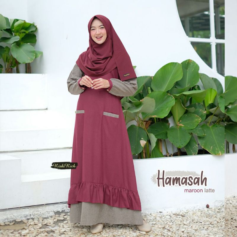 Gamis Hamasah Bahan Katun Madinah Kombinasi warna Original By Riskirich