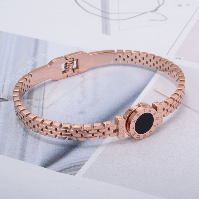 Gelang Butik Sederhana Gelang pastel Bulat Angka Romawi Untuk Pria Dan Wanita Tangan Perhiasan rose gold plated/sterling silver bracelet Untuk Wanita