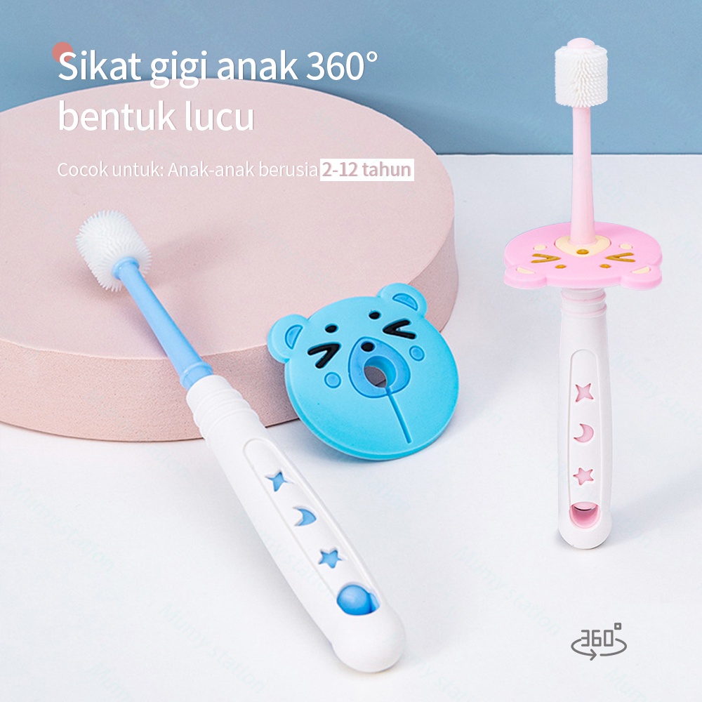 Mumystation Sikat gigi anak Rotasi 360° pembersih mulut bayi toothbrush baby