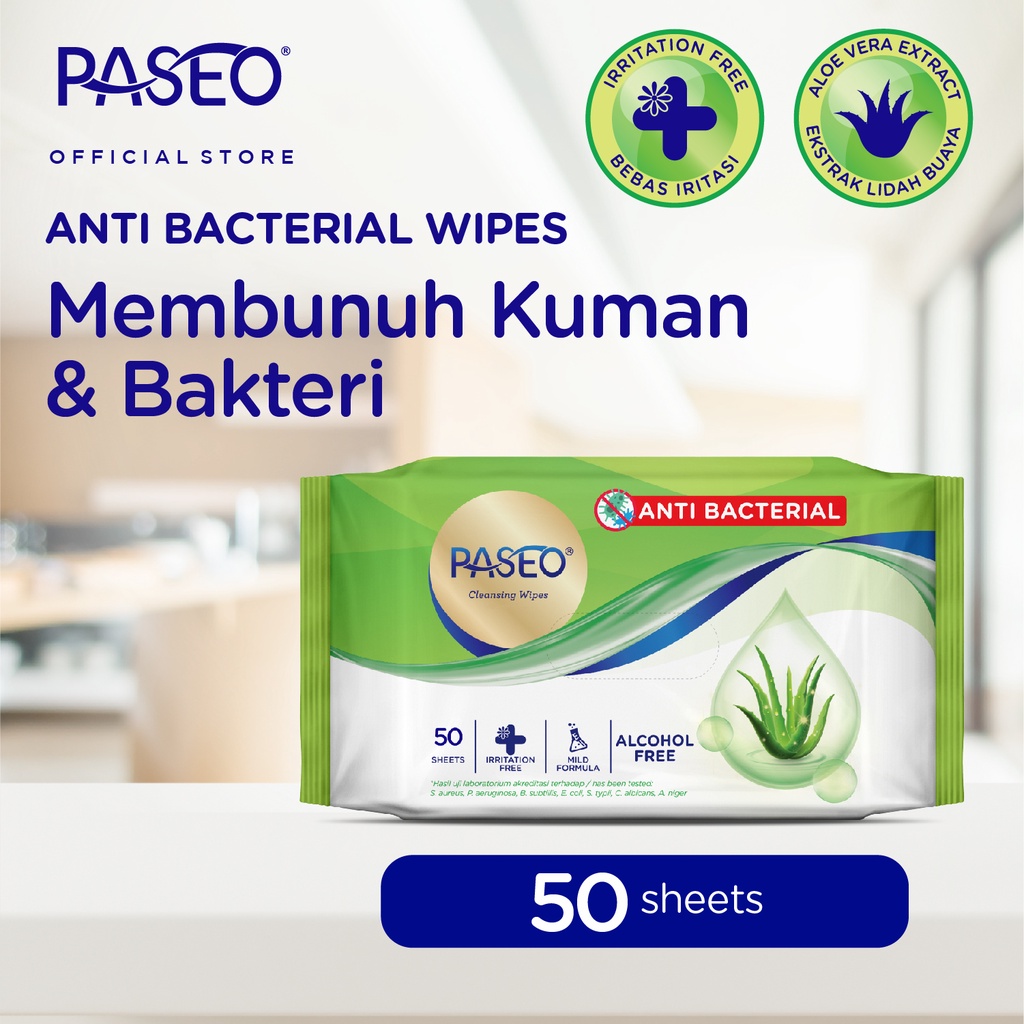 Paseo Tissue Basah Anti Bacterial 50 Sheets