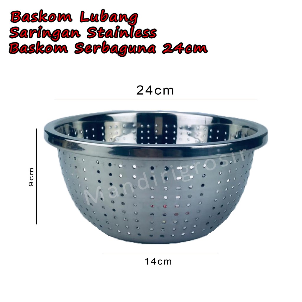 Baskom Stainless *Baskom Lubang * Baskom Serbaguna * Saringan 24cm