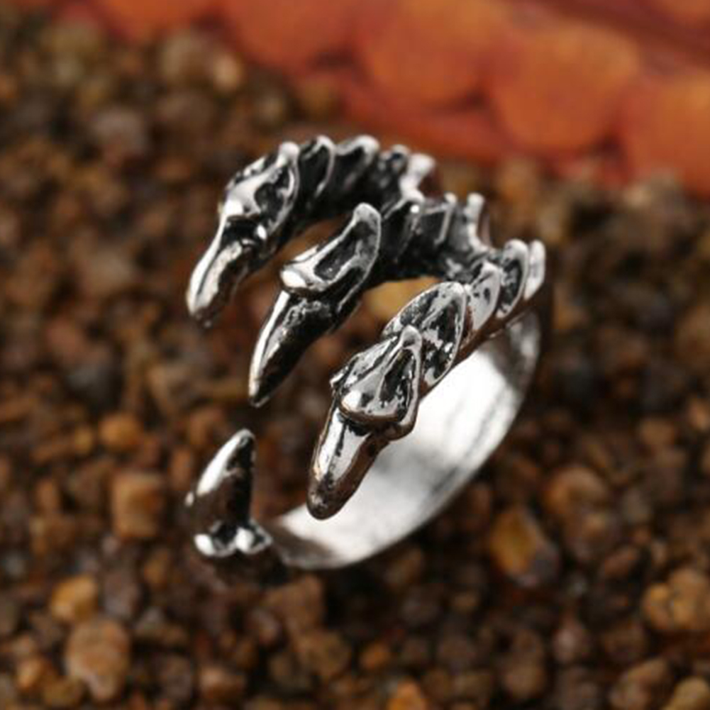 Huluboy Cincin Model Terbuka Desain Cakar Elang Gaya Vintage Adjustable Untuk Priawanita