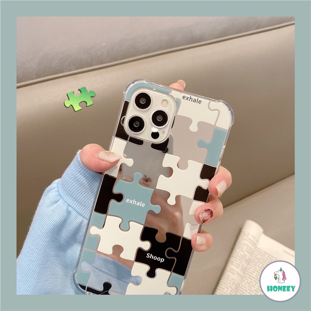 Soft Case TPU Desain Puzzle Cermin Makeup Warna Kontras Untuk IPhone 14 13 12 11 Pro Max X XS XR 8 7 Plus