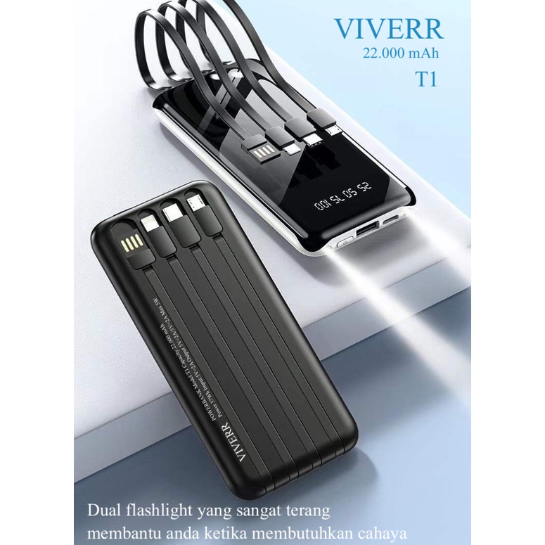 Powerbank slim model smart 3 kabel out[ut type C,micro, dan iphone T1 kapasiatas 22.000 mAh fast charging.