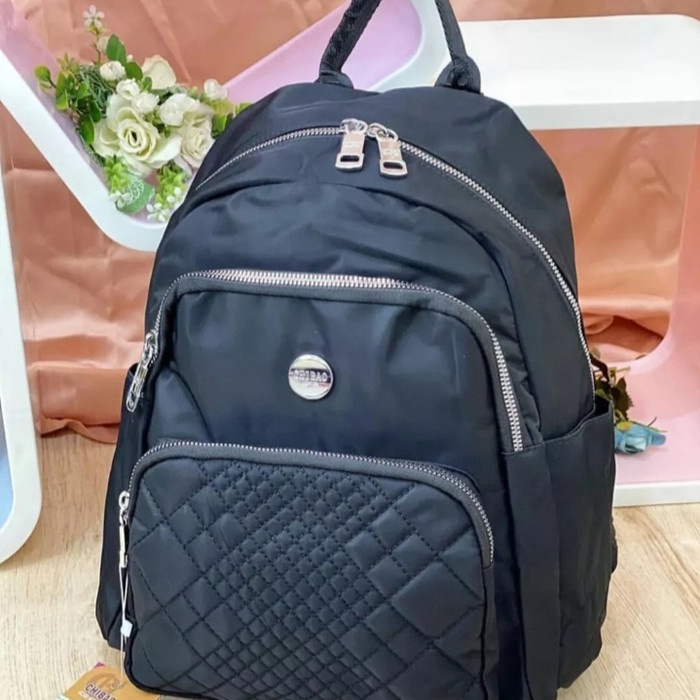 RANSEL WANITA TAS MERK CHIBAO MOTIF BORDIR Hitam TERBARU PREMIUM BEST SELLER X6B9 TRENDY TERLARIS KE