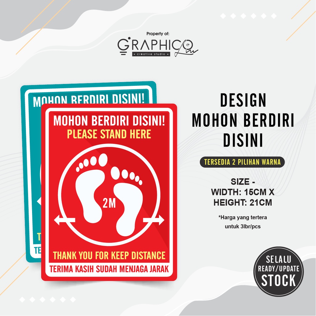 

Stiker Mohon Antri & Jaga Jarak - Per/3 lembar (15x21cm)
