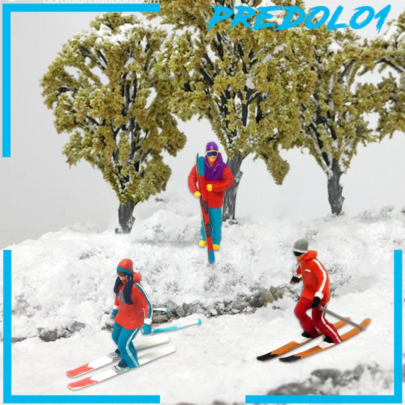 3x Resin HO Scale Miniature Model Skiing Figures Ornament for Fire Wheel
