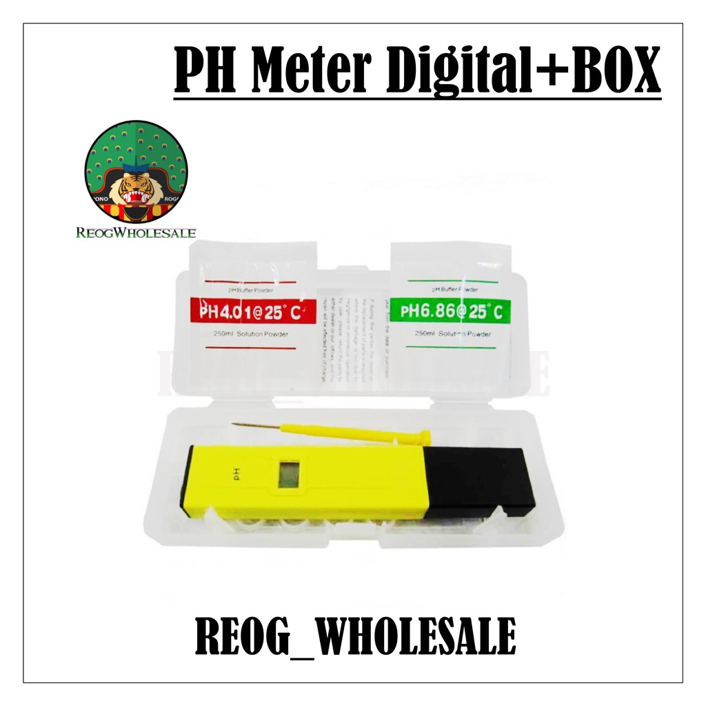 PH Meter Digital+BOX/Alat Ukur Keasaman Air -Hidroponik,Kolam,Minuman