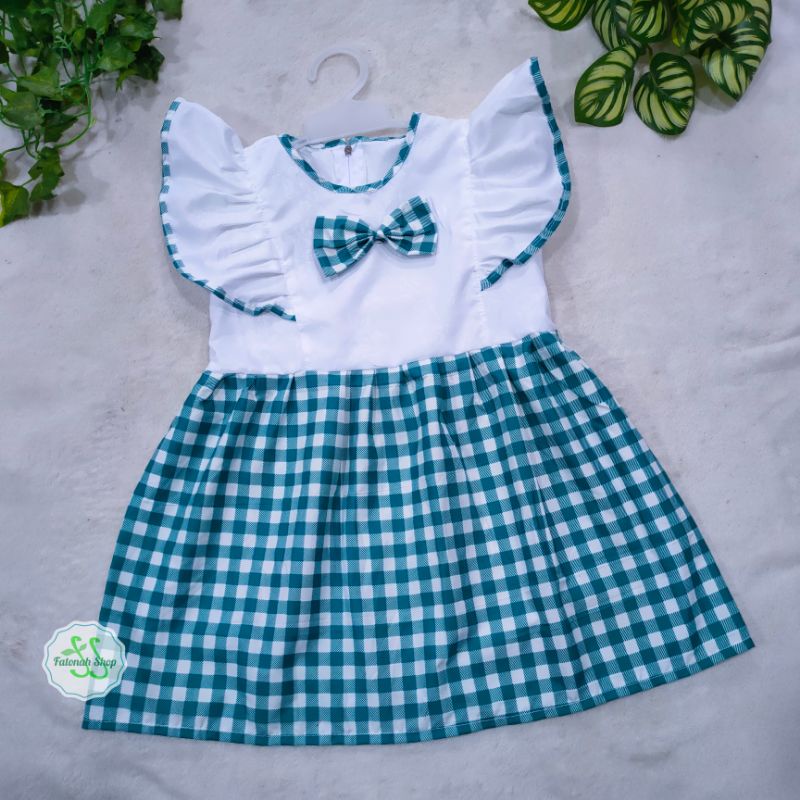 Dress Anak 1 2 tahun anime motif kotak jepang baju  anak cewek perempuan unik ( dress anime kotak)