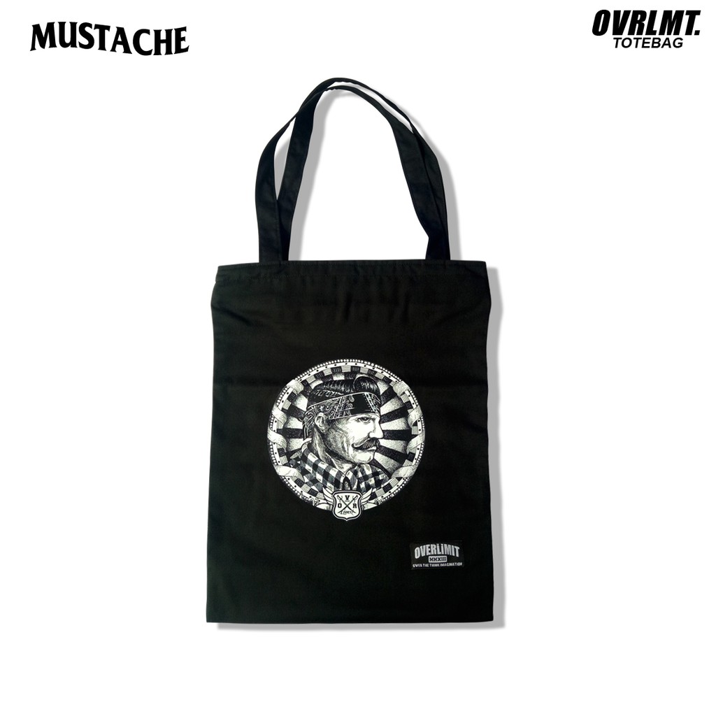 Tas Totebag OVERLIMIT Tote Bag Resleting Serba Guna / Totbag Distro Tas Tootbag Casual Tot Bag Motif Mustache