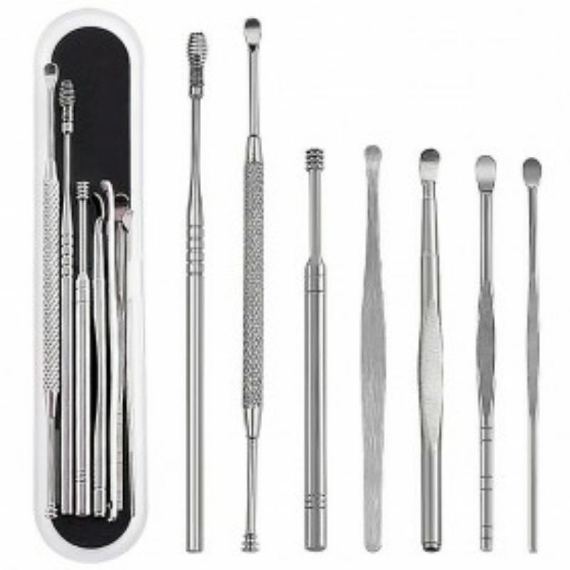  Pembersih Telinga Korek Kuping Ear Wax Picker 7 PCS - JC7 - Silver