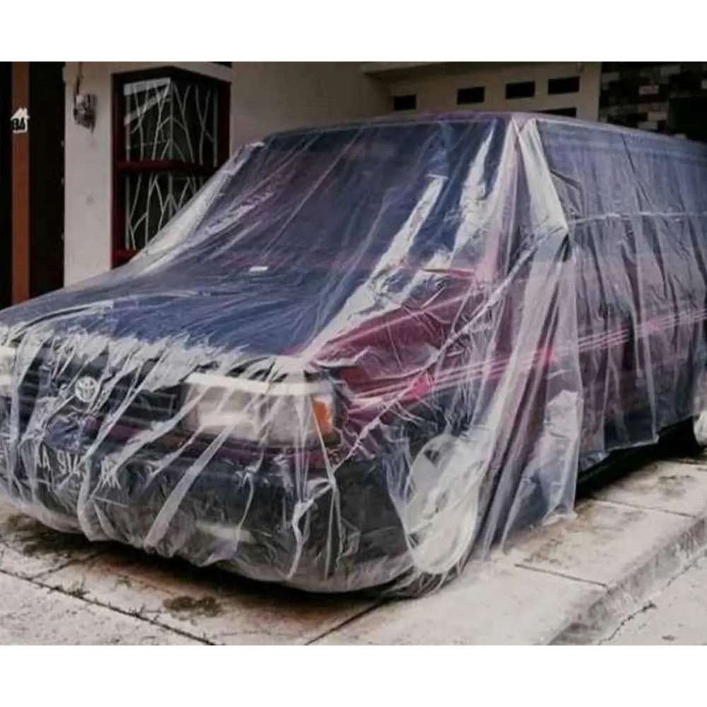 Body Cover Selimut Sarung Mobil dan Sepeda Motor Transparan Plastik Tebal 80 Micron